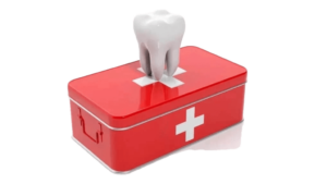 illustration of tooth on top of emergency medical box